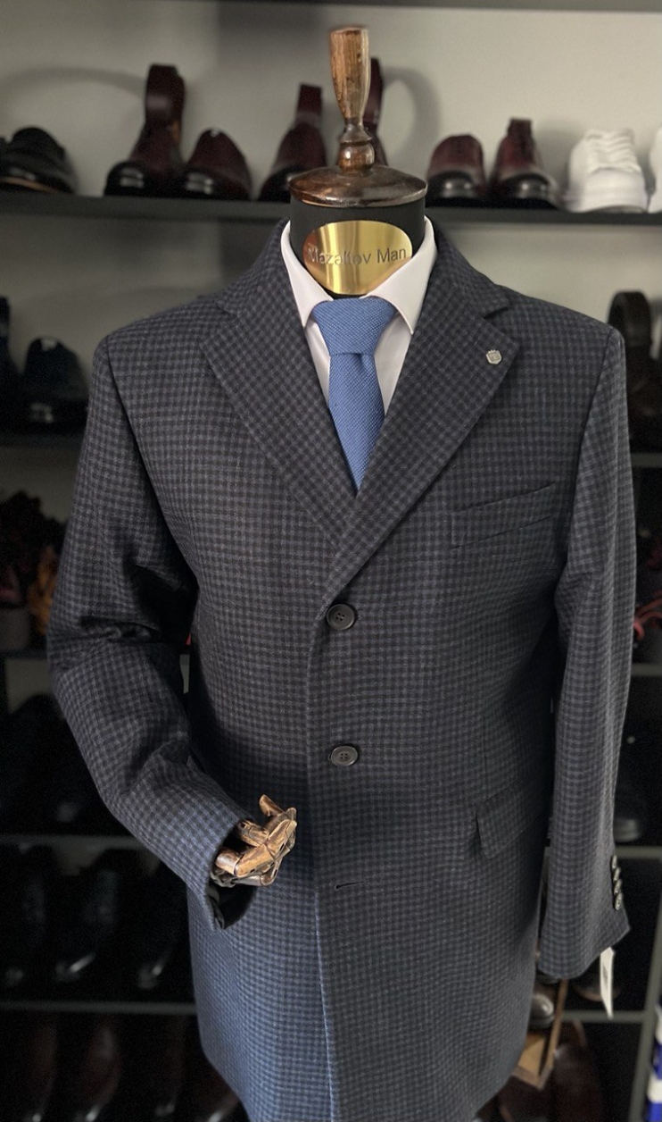 Пальто MAZALTOVMAN Синее в клетку FW