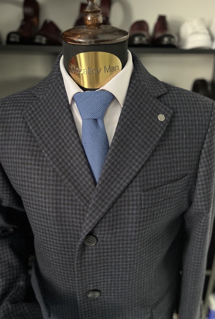 Пальто MAZALTOVMAN Синее в клетку FW