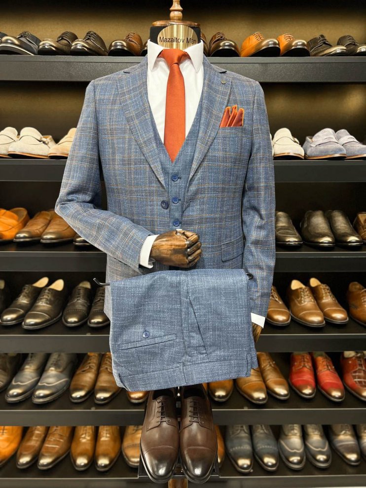 Костюм MAZALTOVMAN 3-ка Синий в клетку