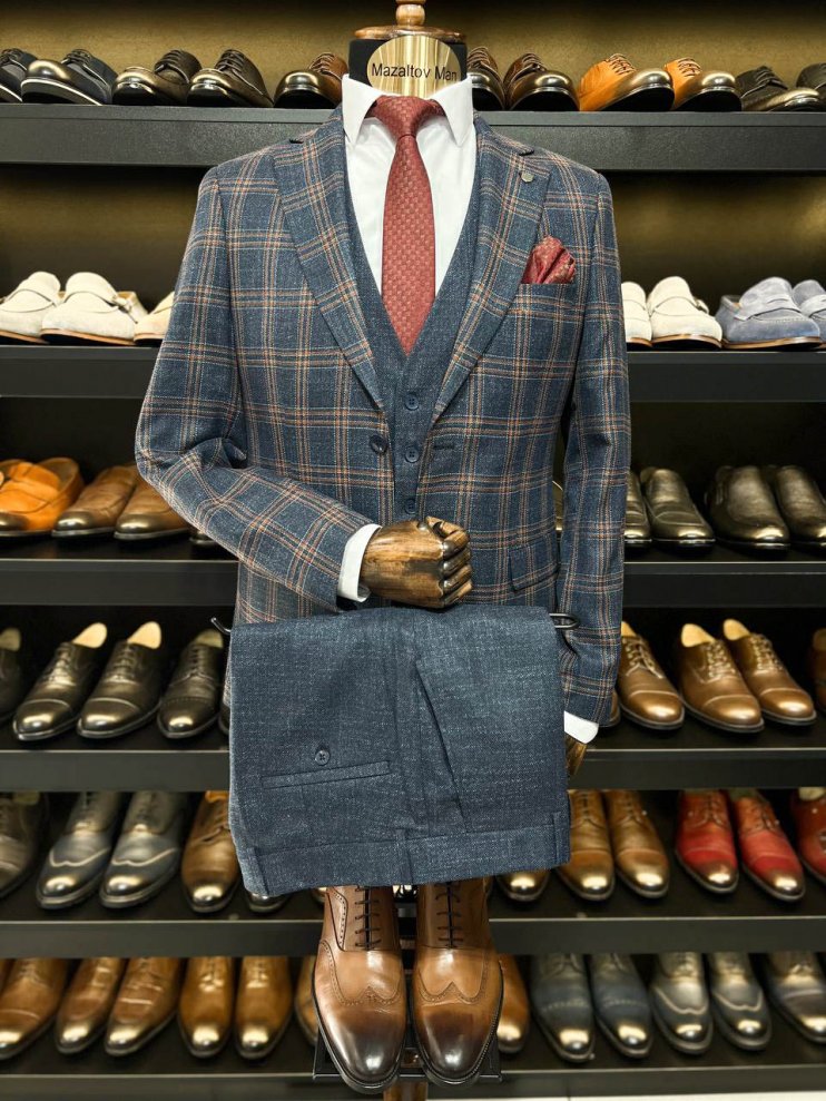 Костюм MAZALTOVMAN 3-ка Синий в клетку