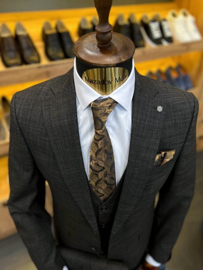 Костюм MAZALTOVMAN 3-ка Premium Темно-коричневый фактурный