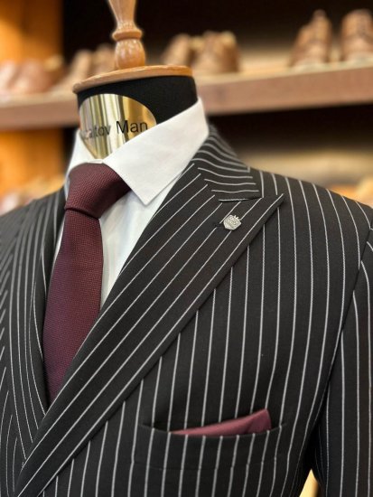 Костюм MIR 2-ка Двубортный Черный в полоску